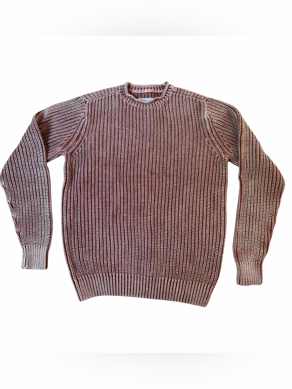 32 Bar Blues Ribbed Cotton Sweater Men’s Medium Terracotta Rust Crewneck Knit